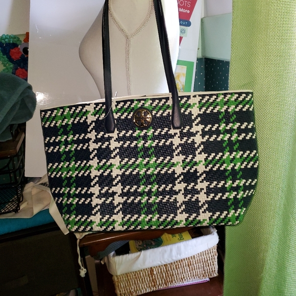 Tory Burch Handbags - TORY BURCH EUC XL WOVEN WOVEN TOTE